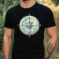 Mens Compass Motif Cotton T-Shirt Size XS to 5XL