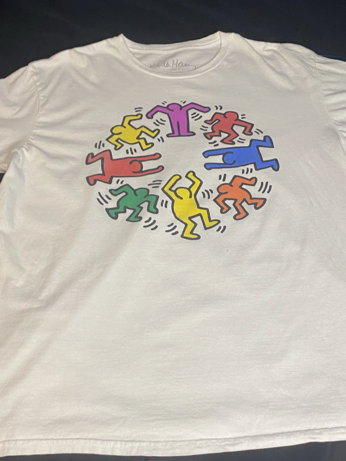 Keith Haring Vintage 90s Art T-Shirt Size XL Circle of Friends Pop Art