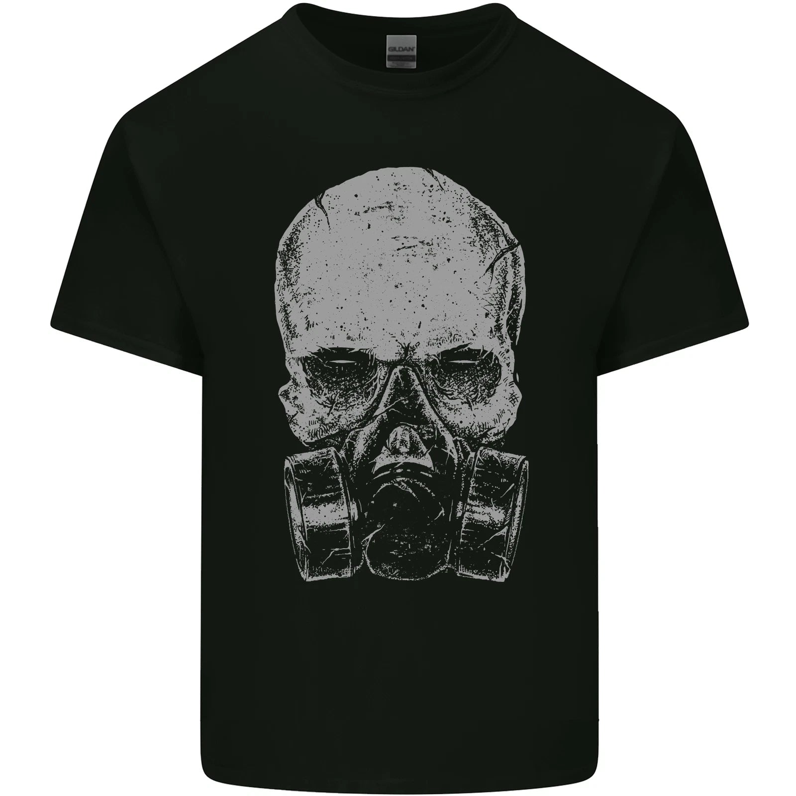 Grey Skull Gas Mask Biker Gothic Mens Light Cotton T-Shirt