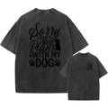 Men's Vintage Oversized Washed Tee,"Plans With My Dog" Funny Quote Print T-Shirt