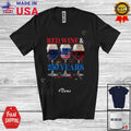 Custom Name Red Wine 250 Years; 4th Of July Drinking Three Wine Patriotic Shirt