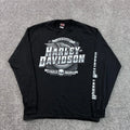 Vintage Y2K Harley Davidson Shirt Mens Large Black Motorcycle Skull Long Sleeve