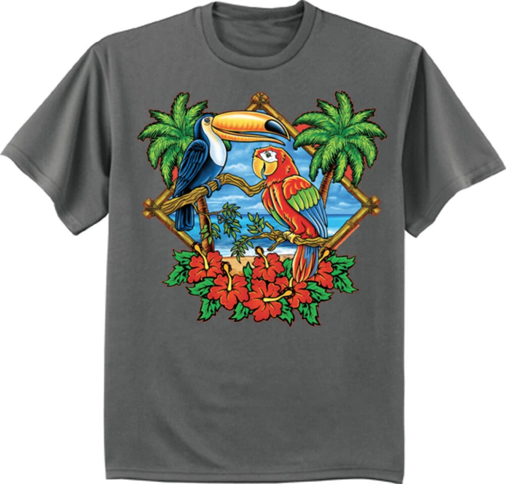 Parrot Toucan T-shirt Mens Gifts Graphic Tees Tropical Nature Wildlife Shirts
