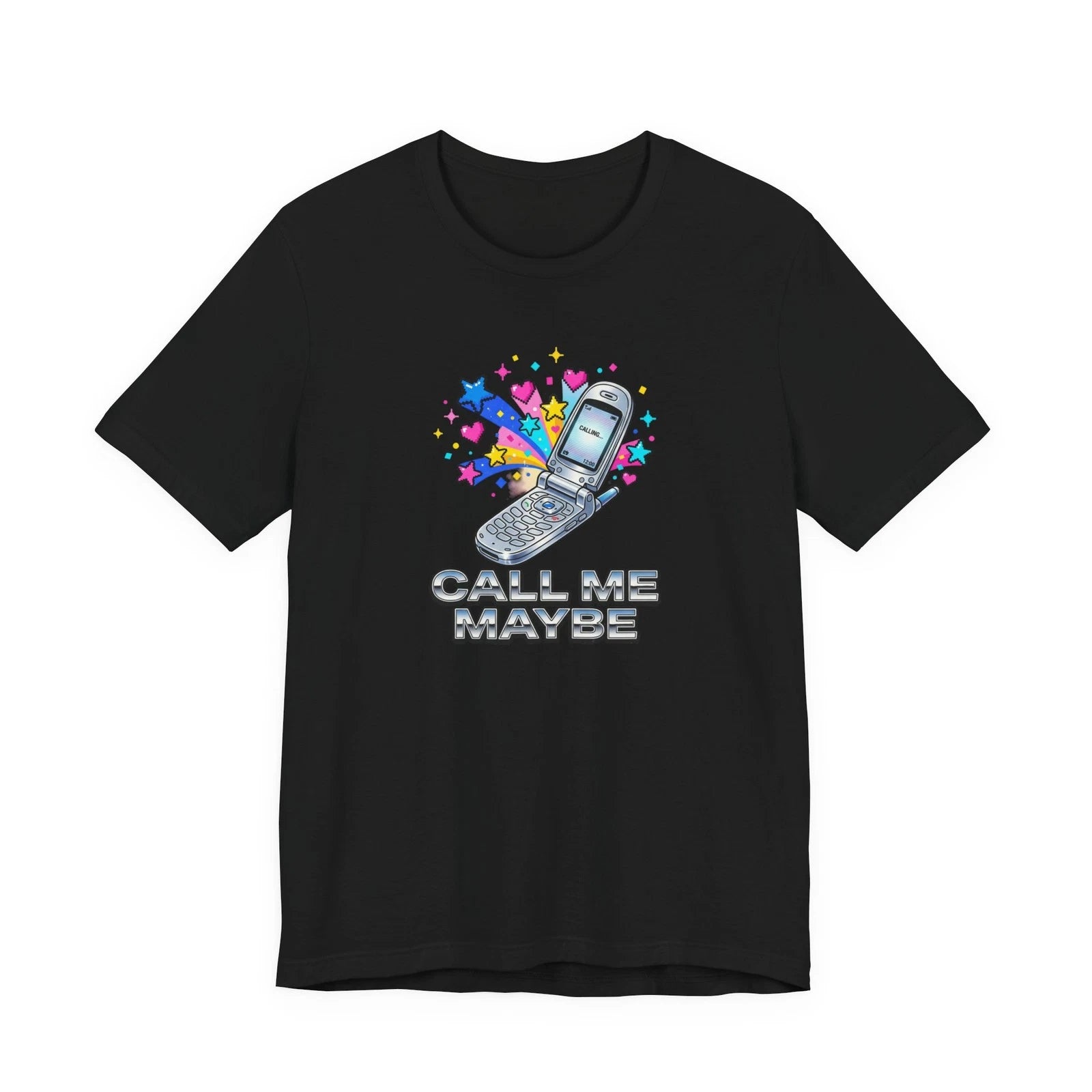 Pixel Star Y2K Flip Phone Graphic T-Shirt 2000s Retro