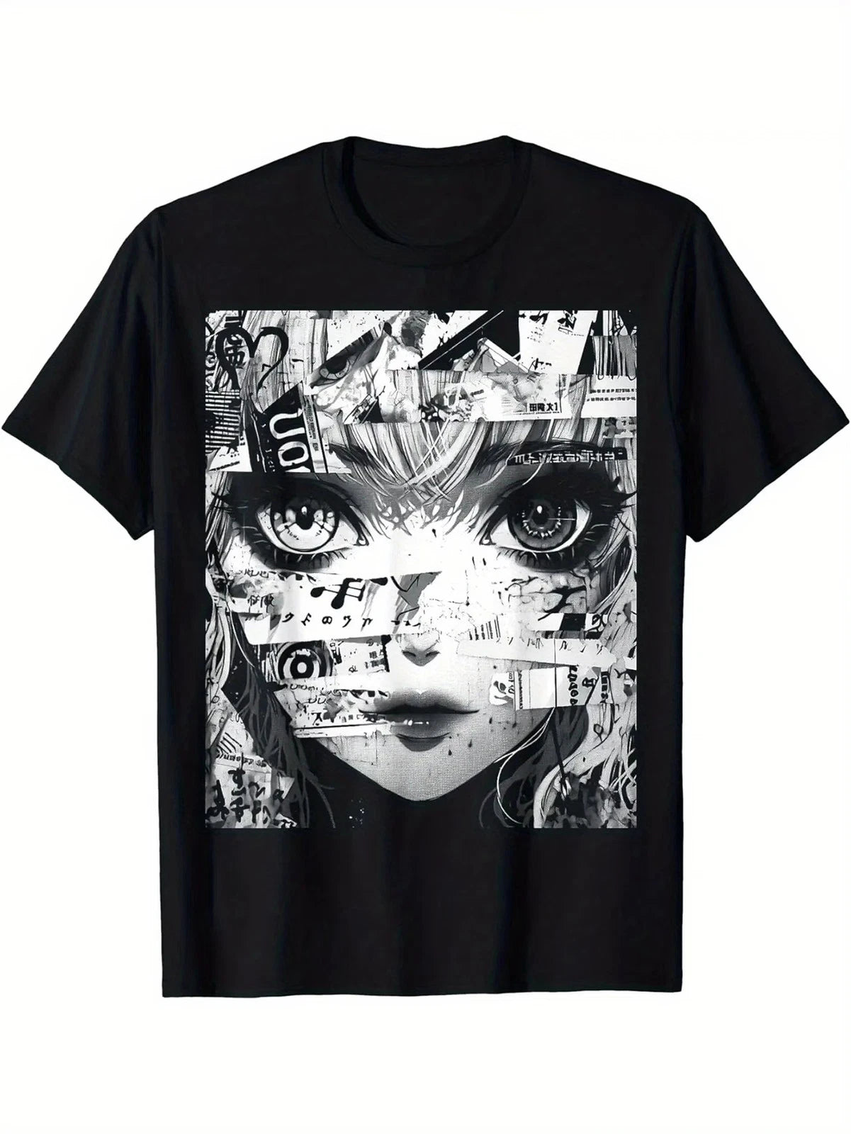 Anime Graphic T-Shirt for Women - Kawaii Harajuku Streetwear, 80s/90s Style, Bla