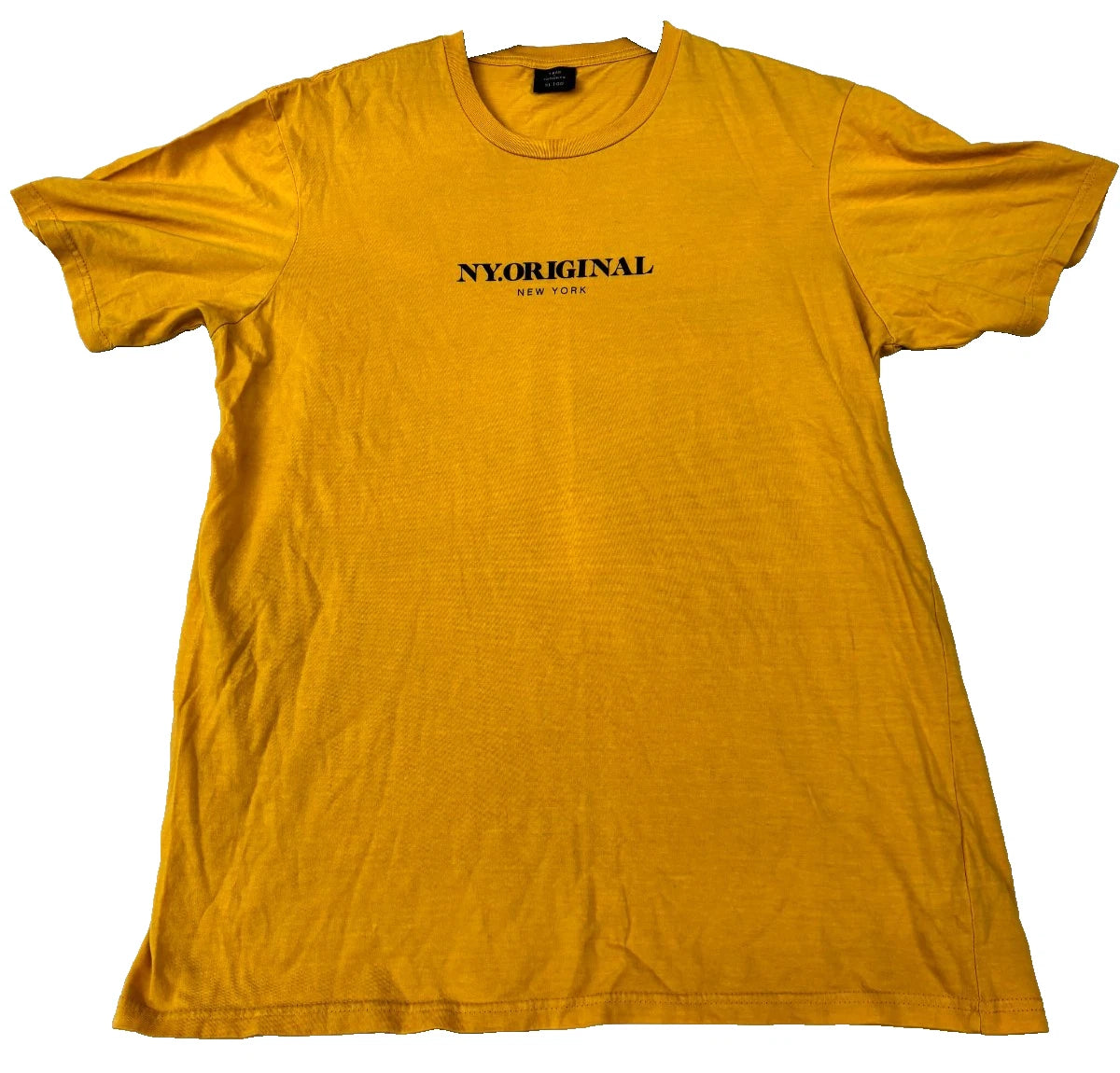 NY ORIGINAL New York City T-Shirt L Yellow Black Text Urban Streetwear Cotton T