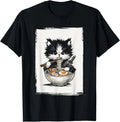 Samurai Cat Japanese Art Ramen Novelty Kawaii Funny Cat T-Shirt