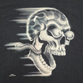 Men's Large Liquid Blue Vintage 2000 Skull T Shirt Biker Speed Glow Y2K
