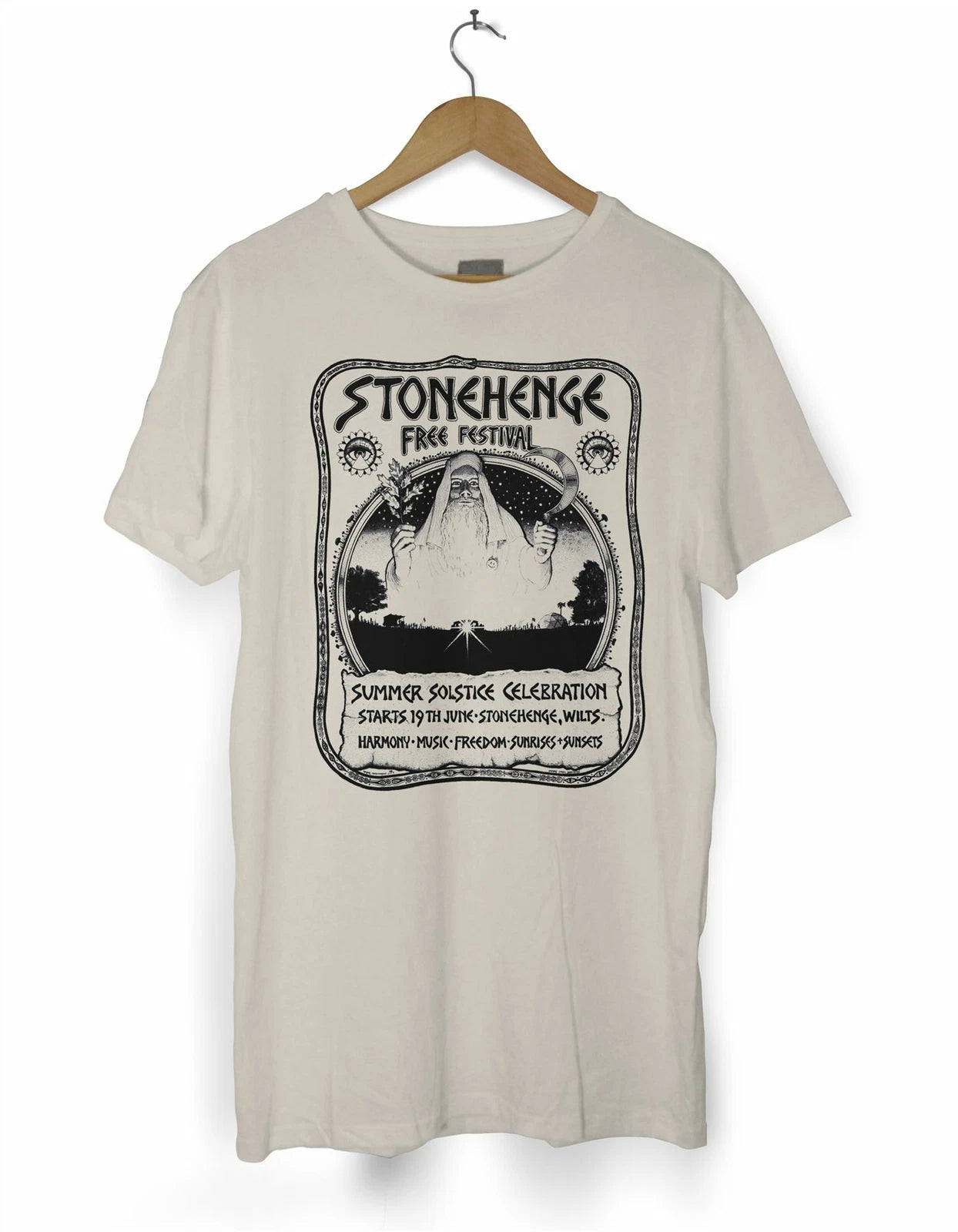 Stonehenge Free Festival Men's T Shirt - Druid Hawkwind Hippie Gong