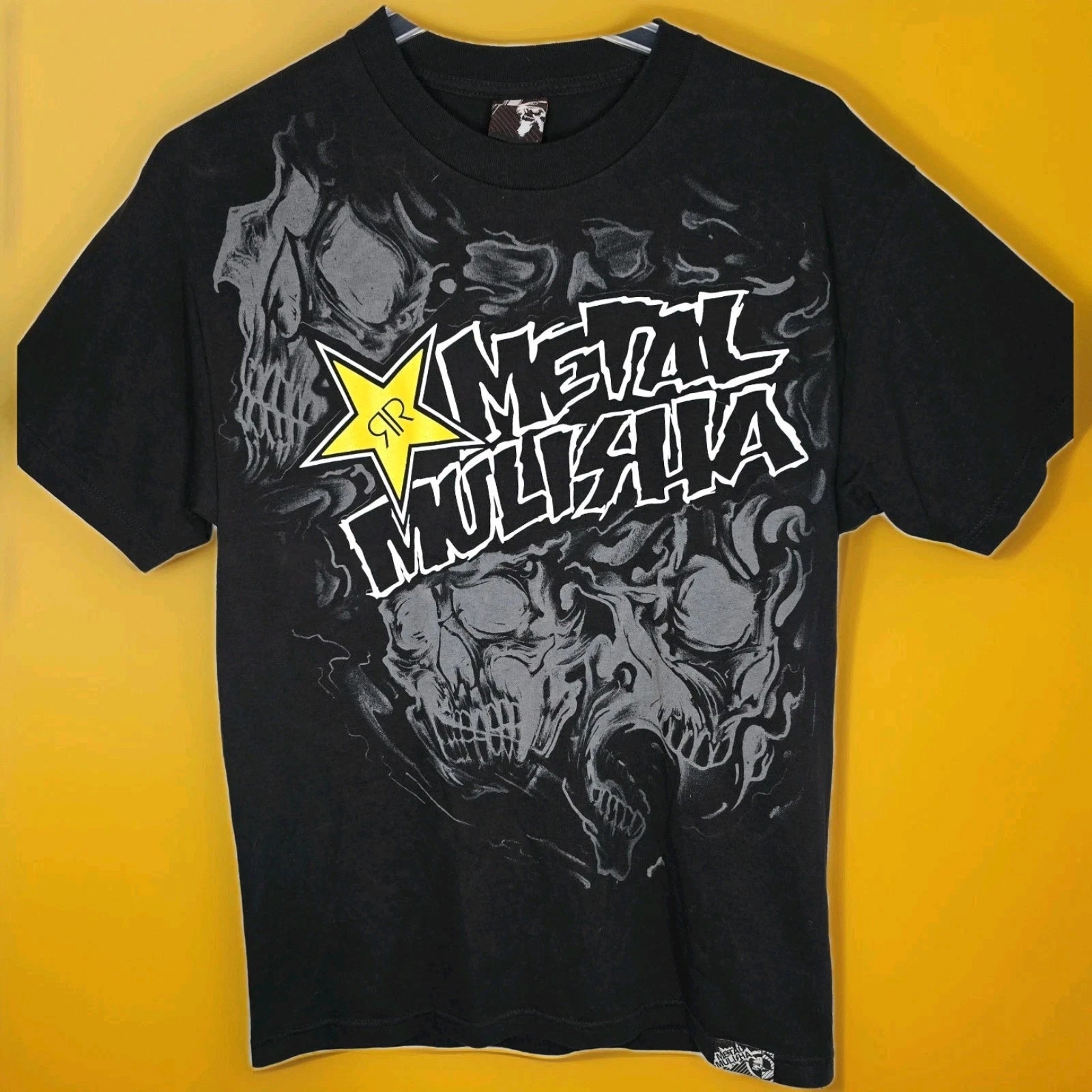 Vintage Y2K Metal Mulisha x Rockstar Energy Shirt Men’s Large Black Skull Rare