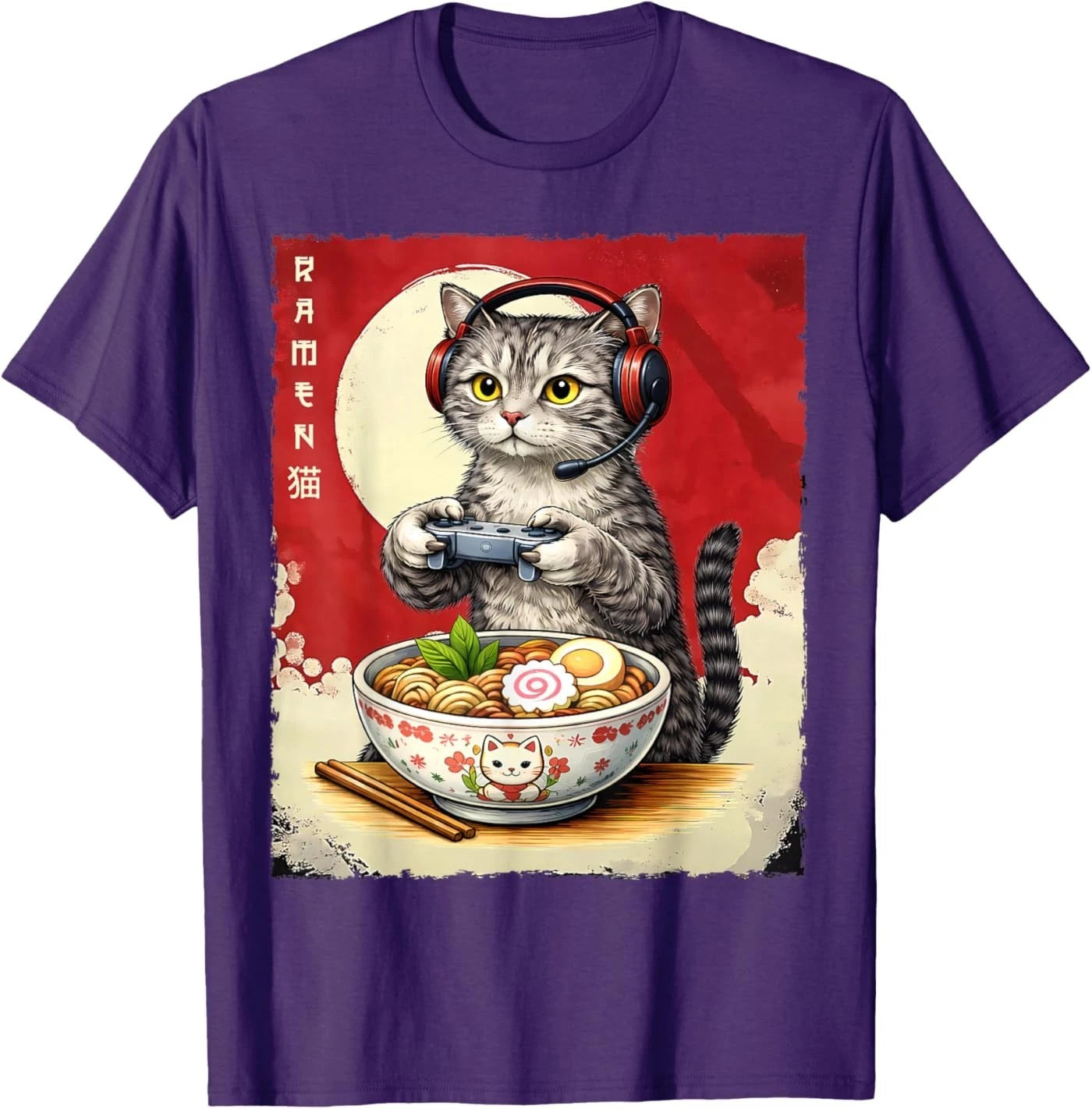 Cat Ramen Japanese Funny Kawaii Gamer Cat Anime Gifts T-Shirt