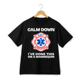 Calm Down EMT Firefighter Graphic Tee, Funny  Cotton T-Shirt for Men Women