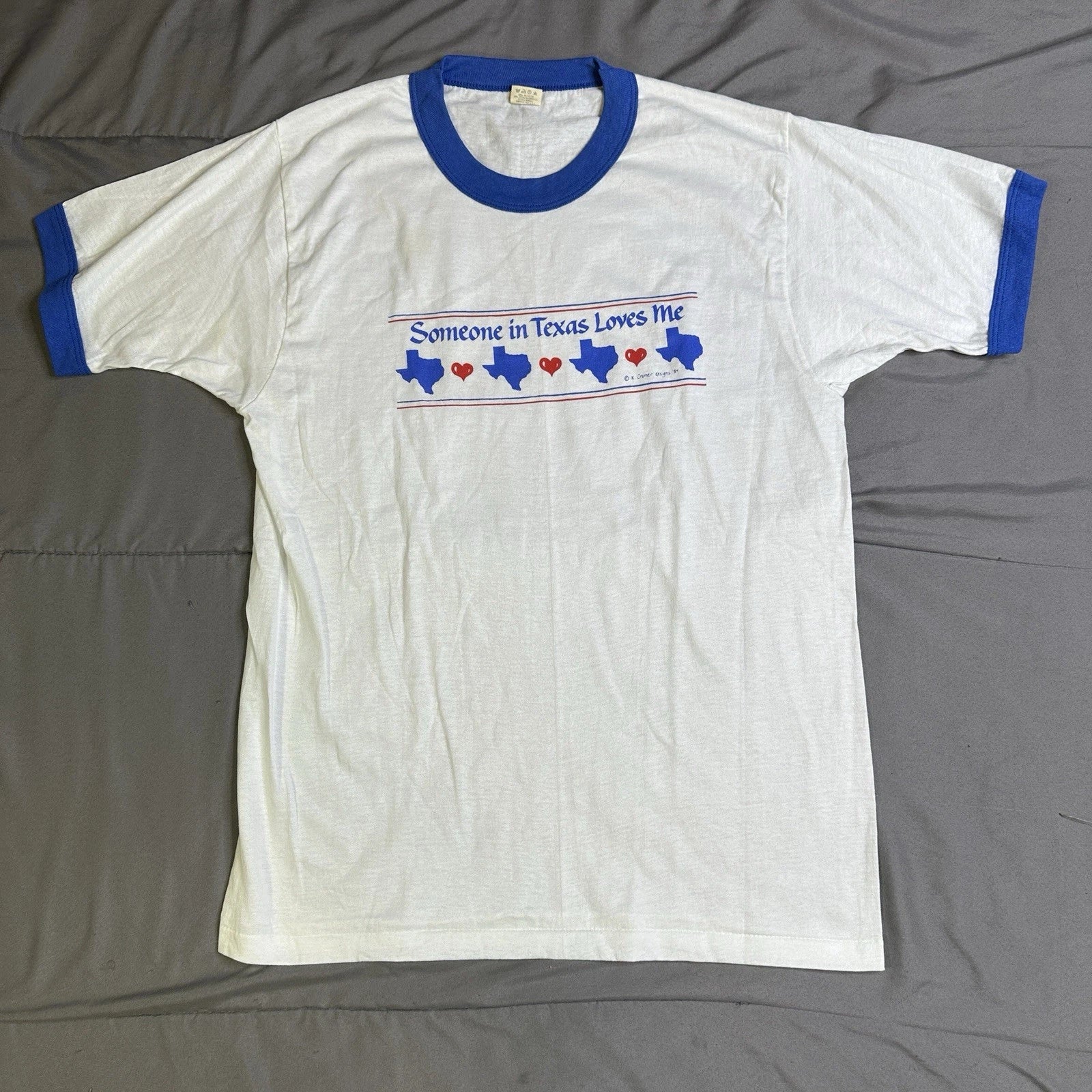 VINTAGE 80's Someone In Texas Loves Me Shirt Emo Indie Style Screen Stars Size L