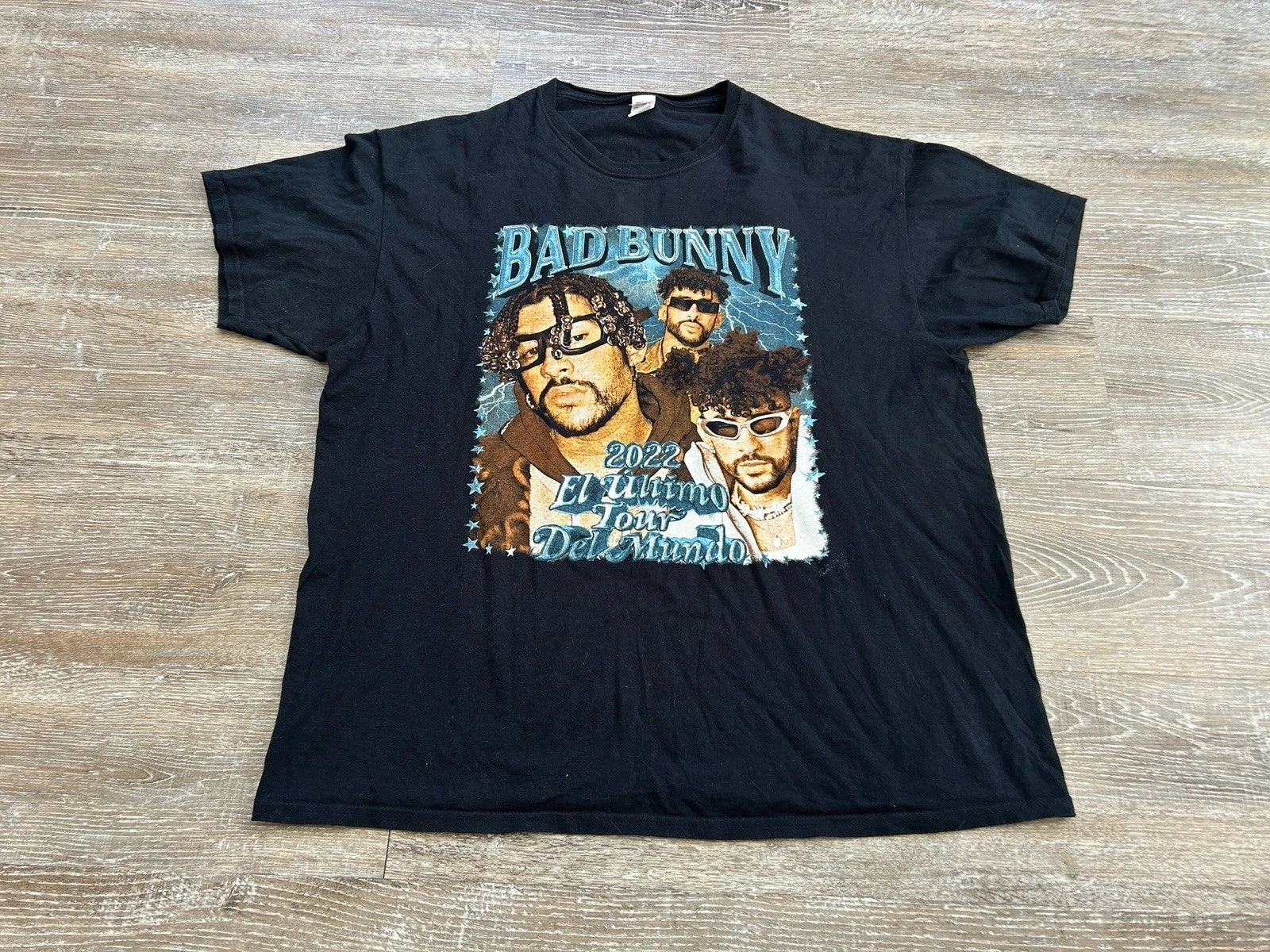 Bad Bunny 2022 Concert T Shirt Double Sided Cities El Último Tour Del Mundo XL