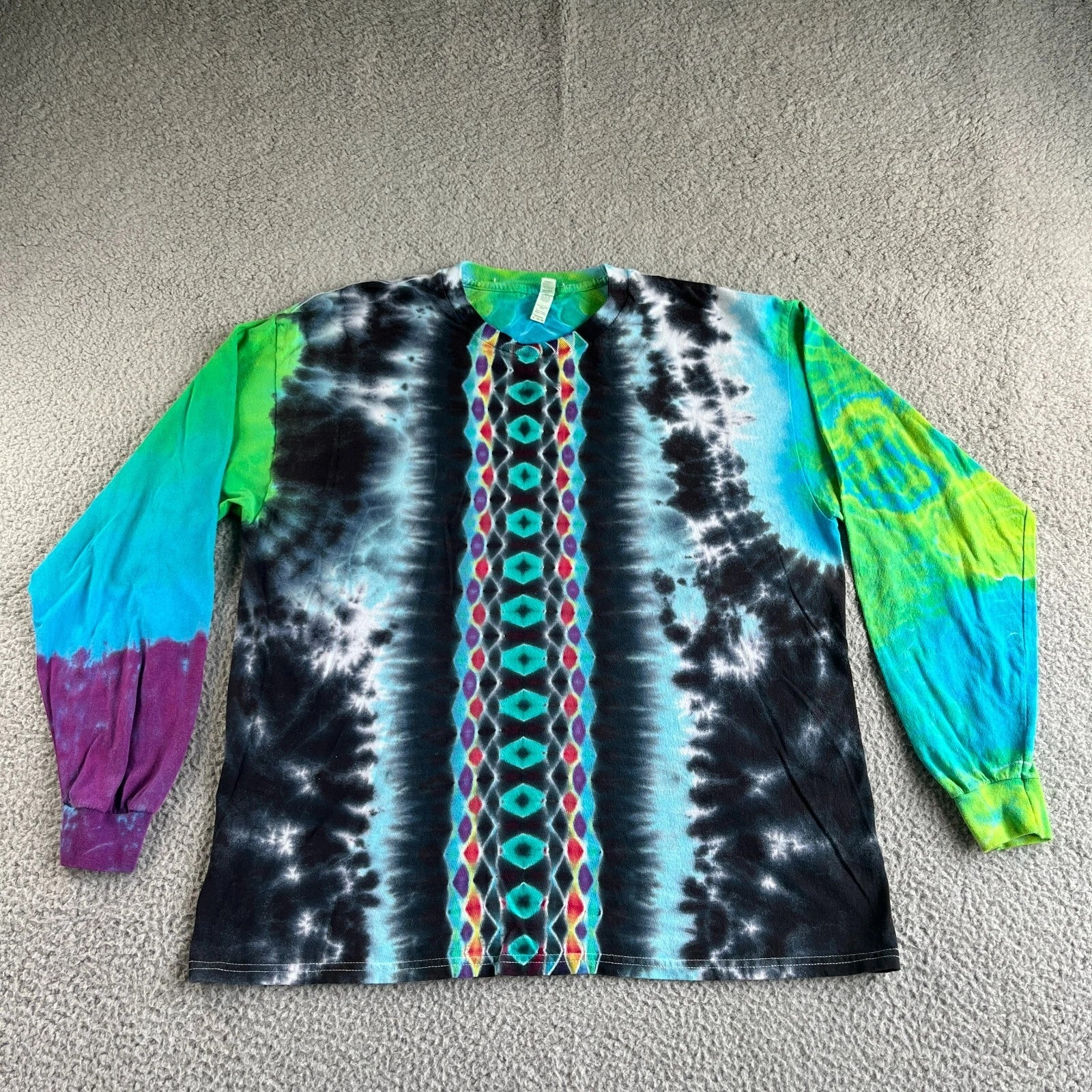 NEW Alstyle T Shirt Mens Extra Large Blue Black Tie Dye Activewear Colorful Boho