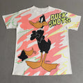 Vintage Looney Tunes Daffy Duck All Over Print Shirt Size M Cartoon Pop Art 90s
