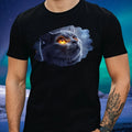 Mens Grey Cat With Glowing Eyes Motif Cotton T-Shirt Size XS to 5XL