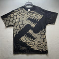 Vintage Game of Thrones Shirt Mens Large Black Stark Direwolf AOP Y2K Rare 90s