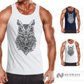 Mens Tank Top Owl Atzec Print Ethnic Boho Bohamian Atzec Owl Neverless®