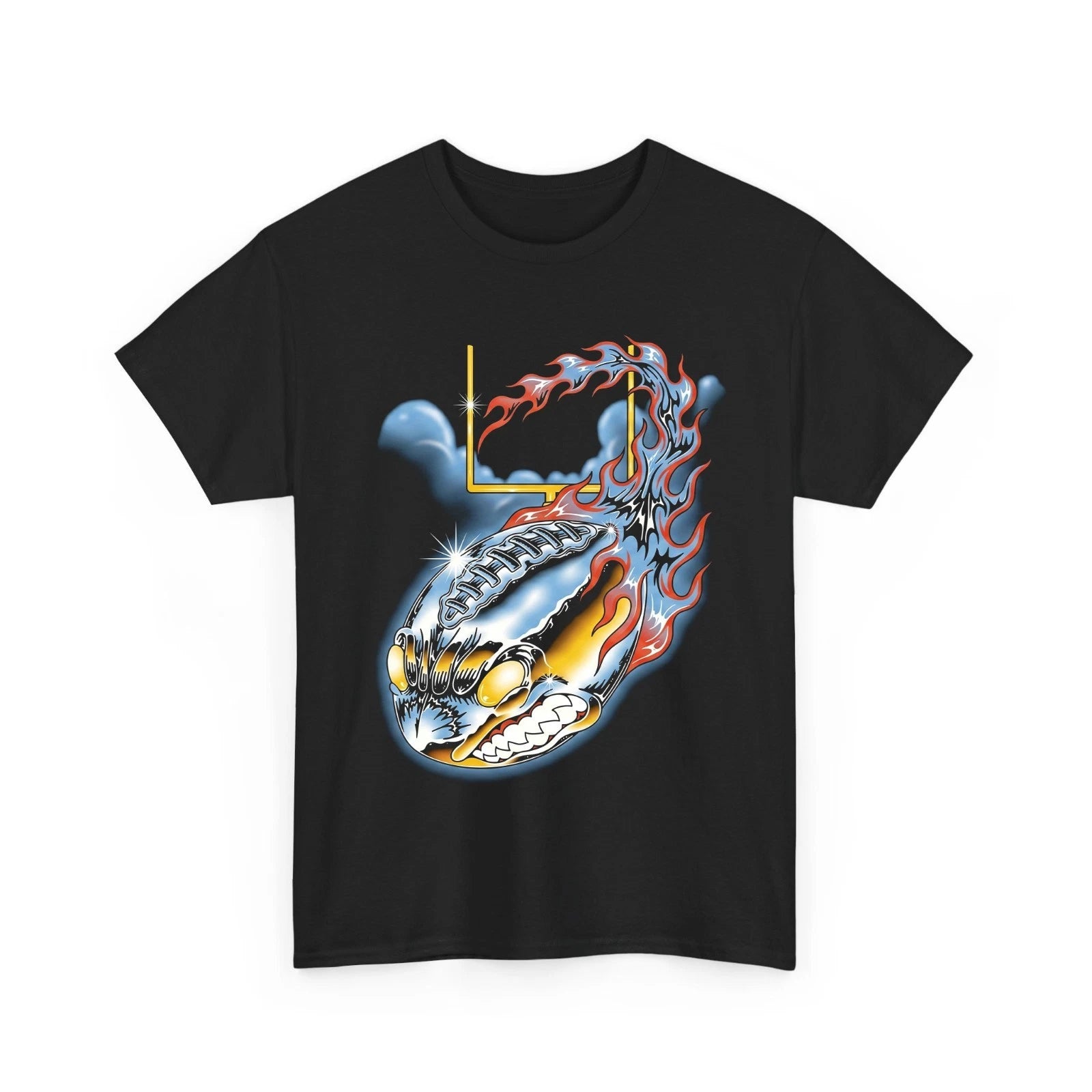 Flaming Football Fierce Face Sports Y2K Grunge Retro Men's T-Shirt