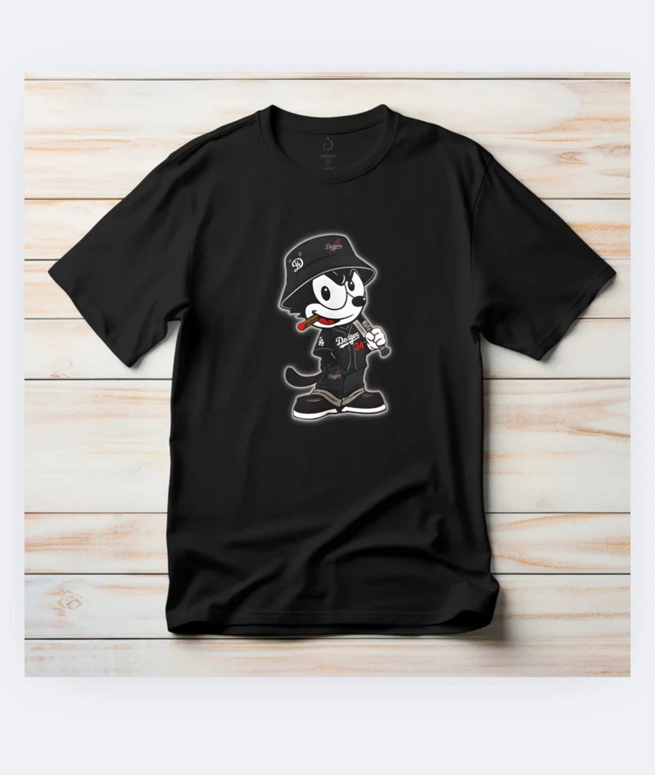 Black Felix the Cat Graphic Cotton Men's Crew Neck Short Sleeve T-Shirt