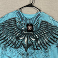 Affliction Shirt Mens 3XL XXXL Blue Wings Y2K Style Grunge Goth Graphics NEW