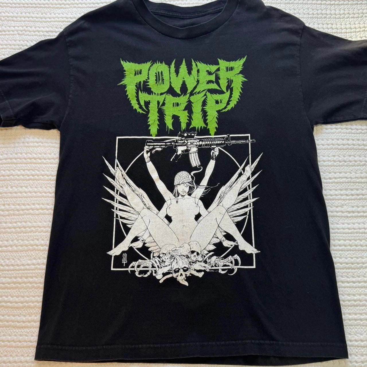 Power Trip Band Black T-Shirt Mens Metal Punk Rock Graphic Tee Shirt S-5XL