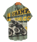 Mens Button Down Shirts Motorcycle Motorbike Printed Hawaiian Tops Novelty Gift