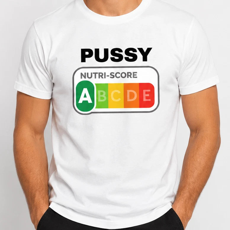 Pussy Health Score T-Shirt Funny Boyfriend Husband Graphic White Tee Cotton Men