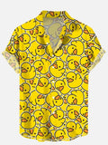 Mens Button Down Shirts Funny Cartoon Duck Printed Hawaiian Tops Novelty Gifts