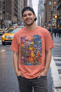 Banana Chaos NYC Graphic T-Shirt Funny Surreal Street Art Tee Bold Cartoon Shirt