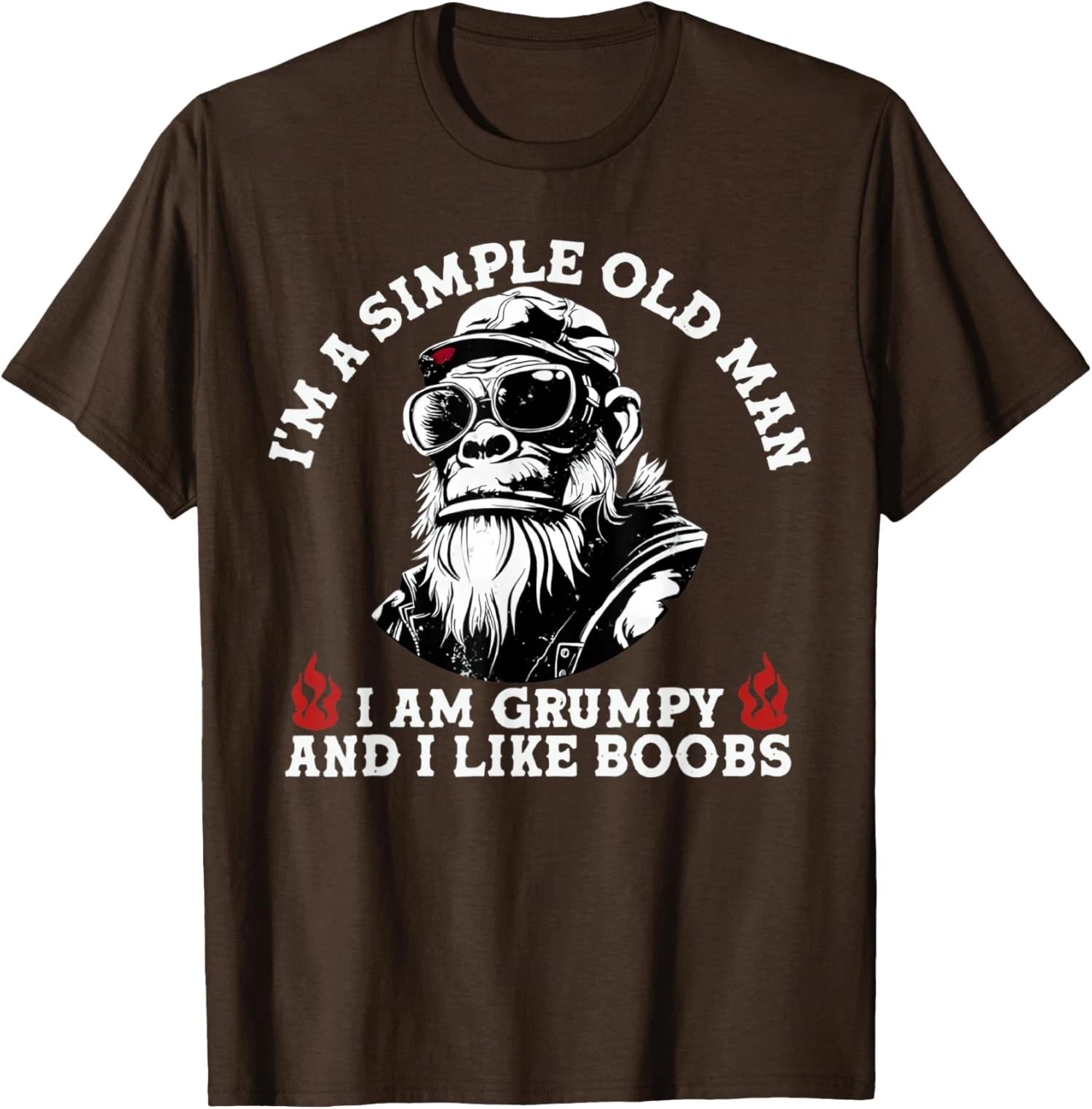 I'm A Simple Old I Am Grumpy and I Like Boobs Monkey Unisex T-Shirt