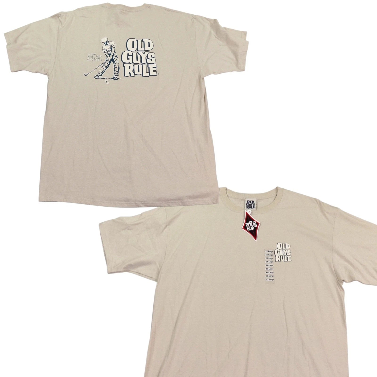 Old Guys Rule Golf "Better I Was" T Shirt XX Large Beige Pre-Shrunk Cotton Mens