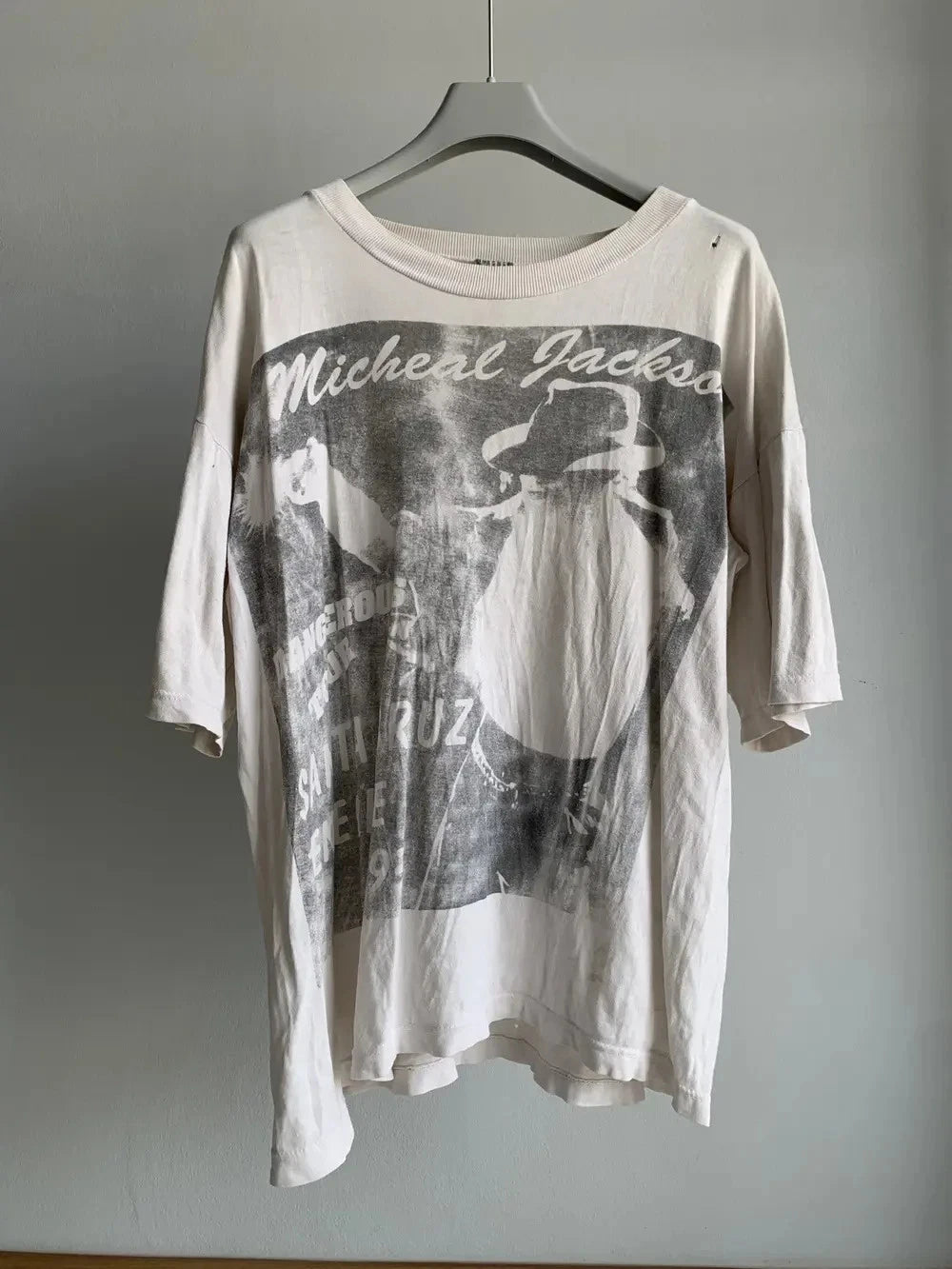 Thrashed Vintage 1993s Michael Jackson Boxy Tee Distressed Grunge