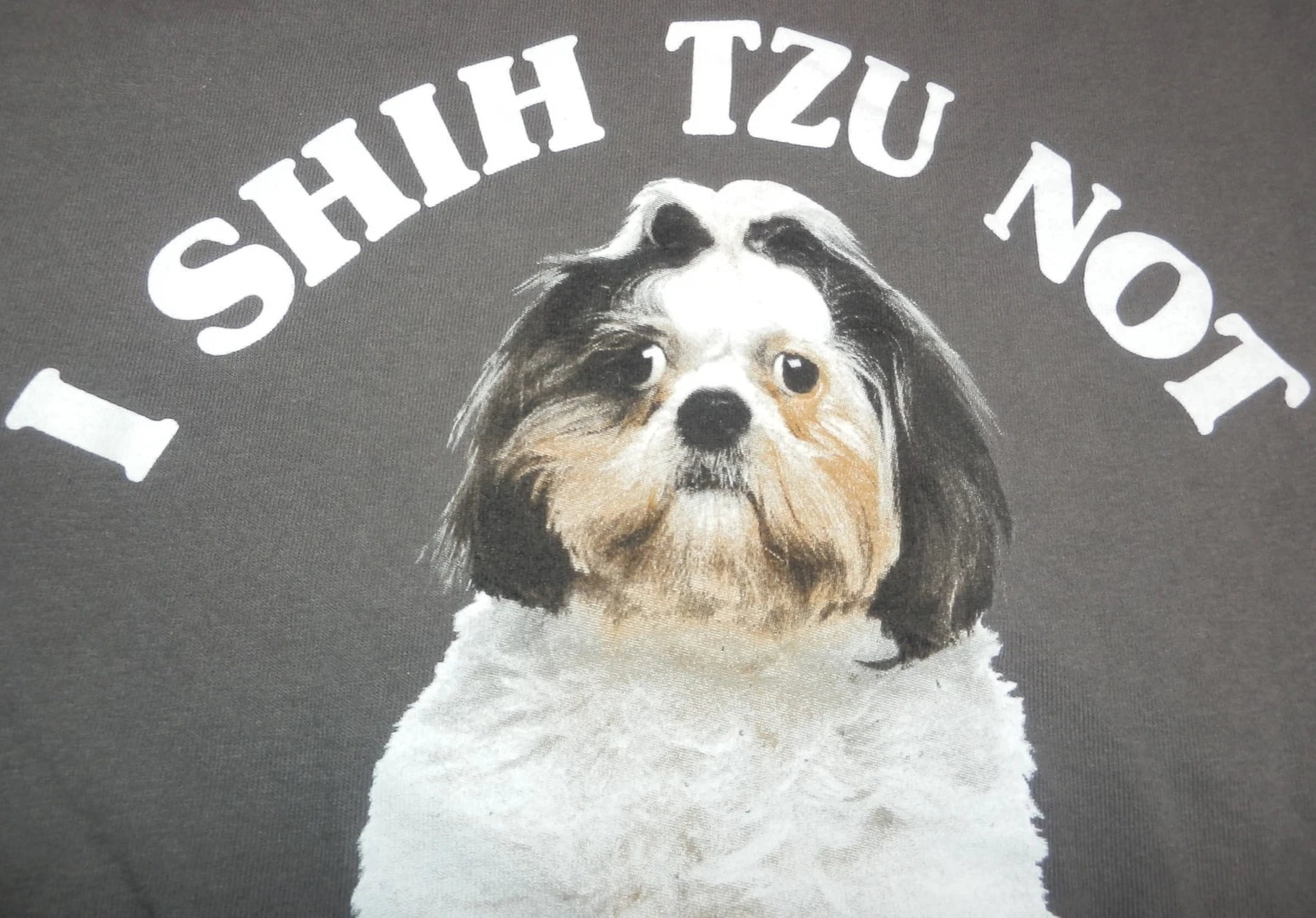 Vtg Y2K I Shih Tzu Not Graphic T-Shirt Dog Shih Tzu Size Adult Small Gray
