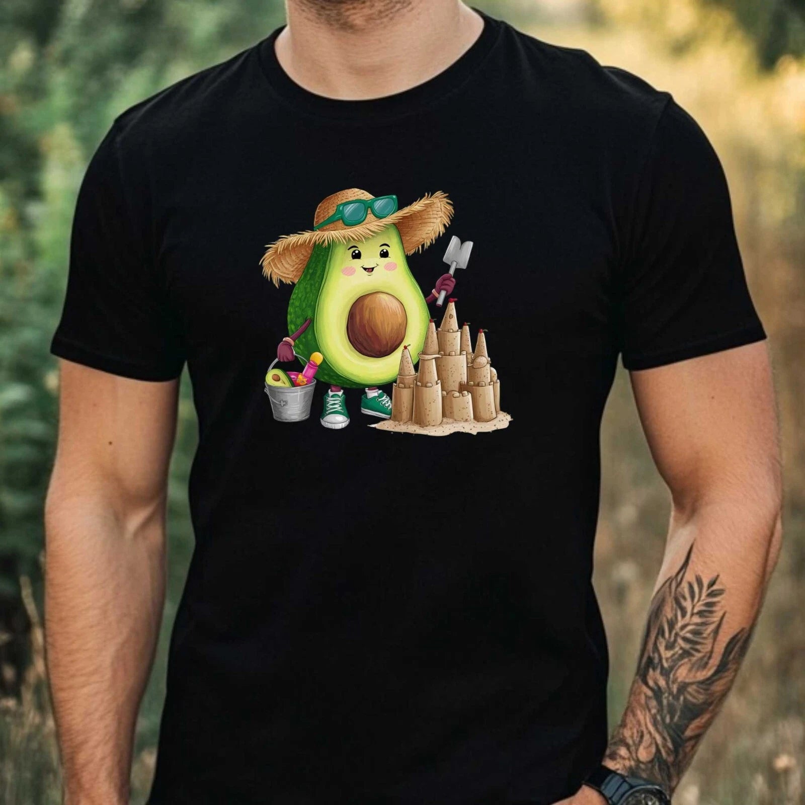 Mens Summer Avocado Print Cotton T-Shirt Size XS to 5XL
