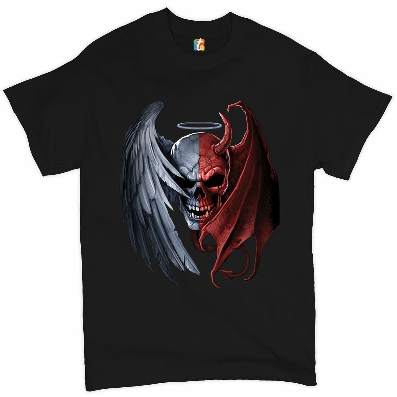Gothic Demon Angel Skull T-shirt Horror Nightmare Halloween Men's Tee