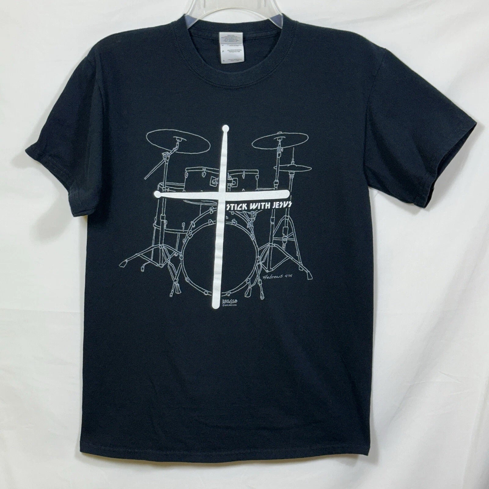 Stick With Jesus Religious S Graphic T-Shirt Hebrews 4:14 Kerusso Drummer Drum
