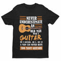 Funny Guitar T-Shirt – Never Underestimate an Old Man with a Guitar UK