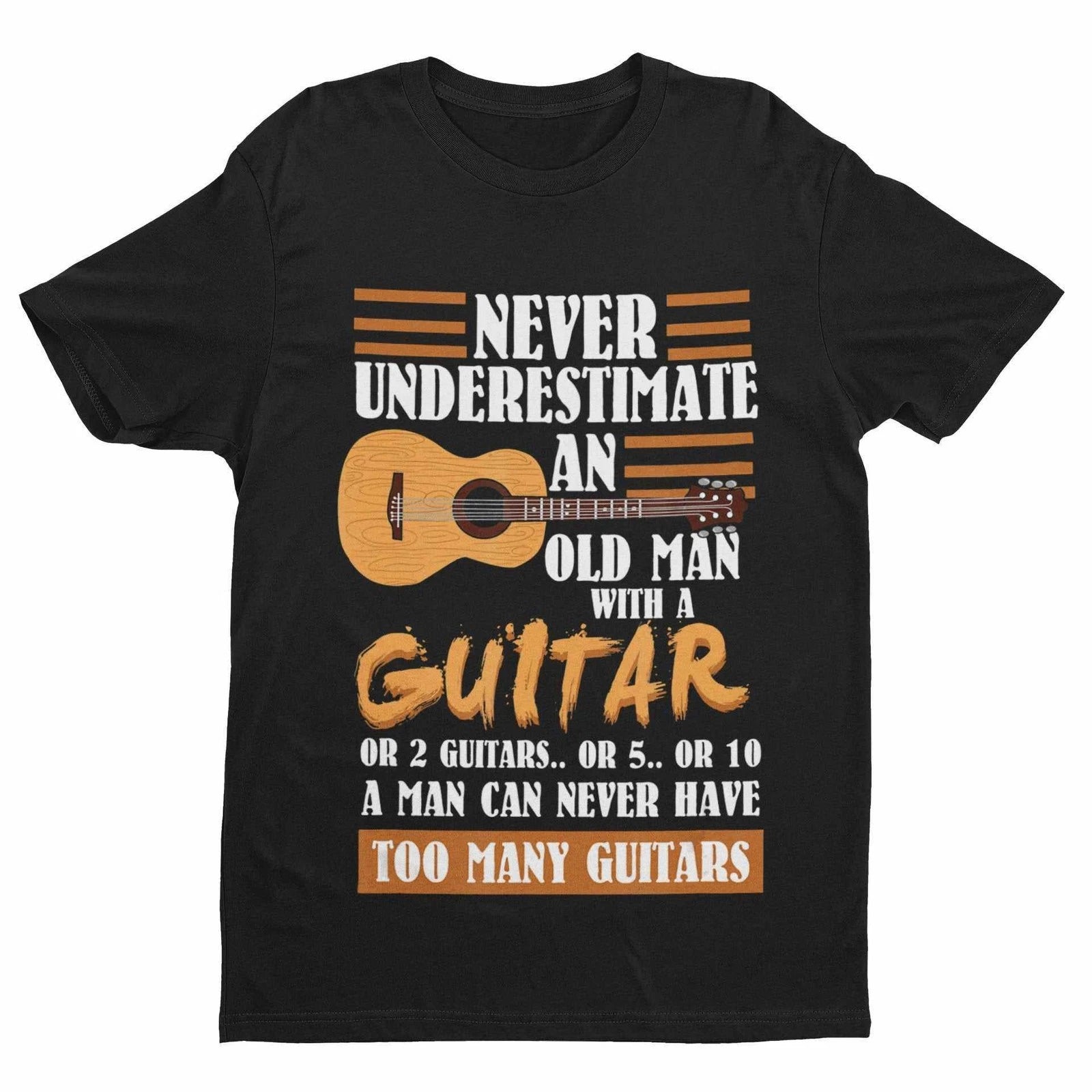 Funny Guitar T-Shirt – Never Underestimate an Old Man with a Guitar UK