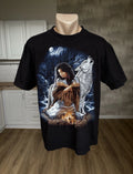 Rock Eagle Vintage Style  Graphic Tee Howling Wolf Moon Grunge Goth Y2K Size L