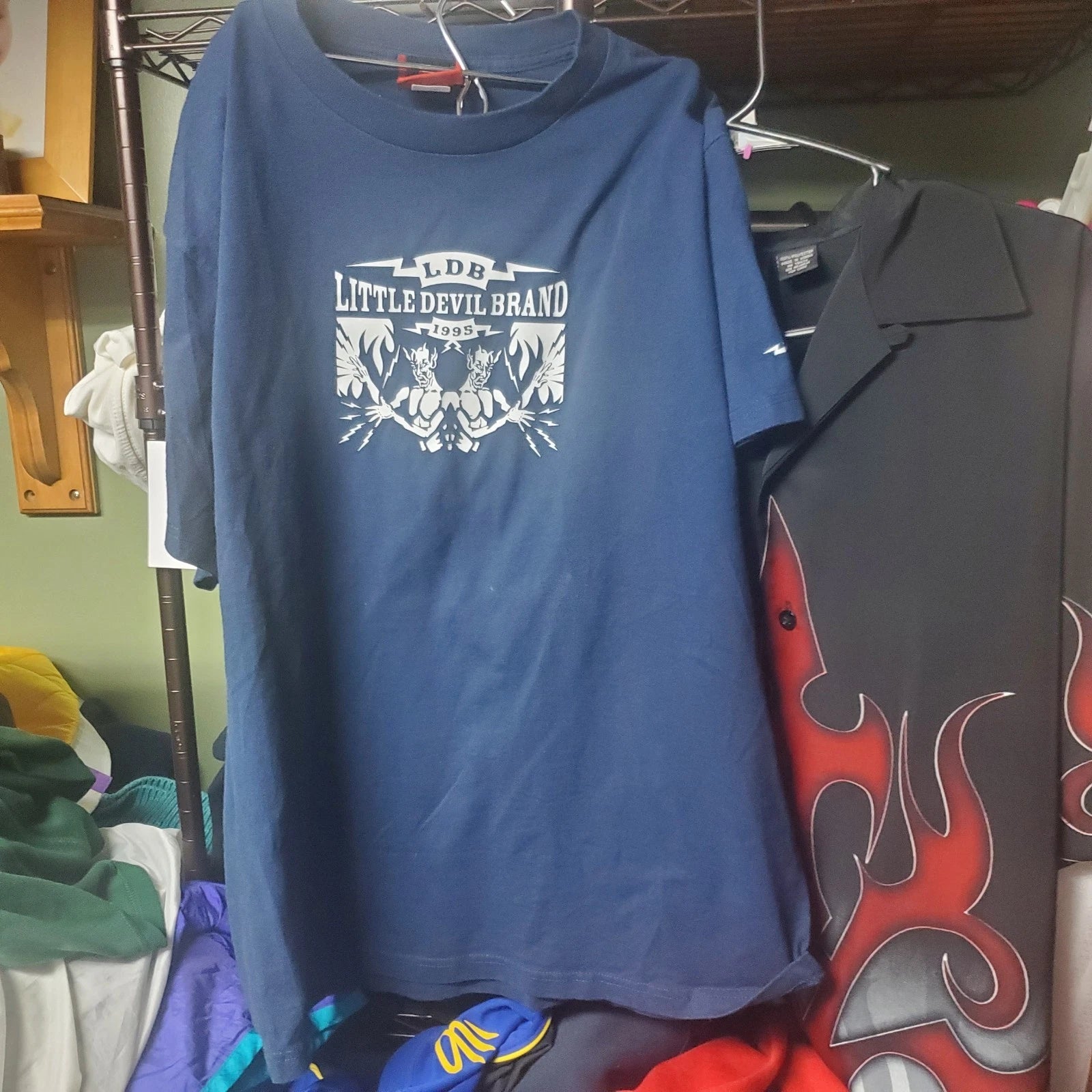 Vintage Y2K Little Devil  2 Devils In etween Logo Graphic Shirt Size Large