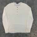 John Varvatos Henley Shirt Men Large White Linen Long Sleeve Knit Casual
