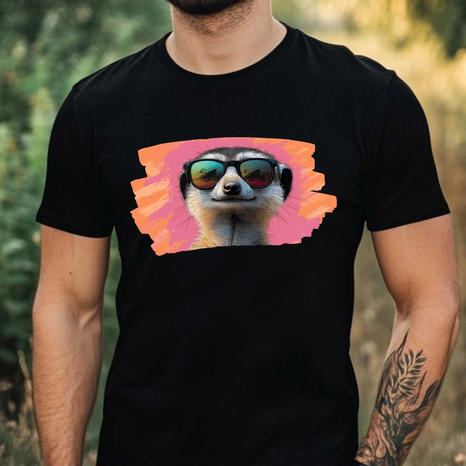 Men's Meerkat Sunglasses Print Cotton T-Shirt Size XS to 5XL