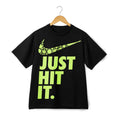Just Hit It Botanical Swoosh Parody Pot Leaves Print T-Shirt, Retro Casual Tee