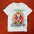 ED HARDY Designs T-Shirt Men's SMALL Graphic Tattoo White Pirate Skull Y2K NEW