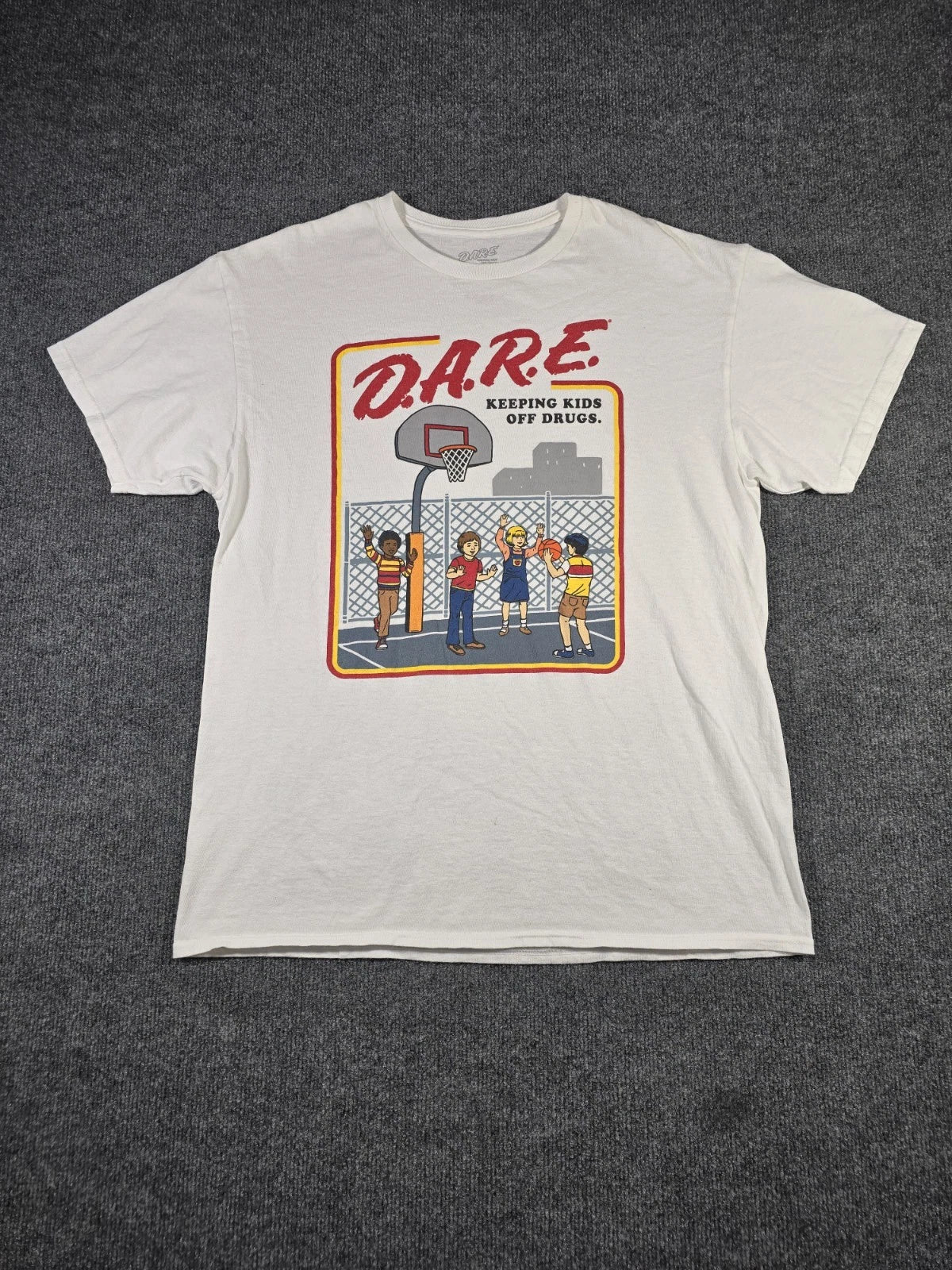 D.A.R.E. Keeping Kids Off Drugs Graphic T-Shirt White 100% Cotton Size L