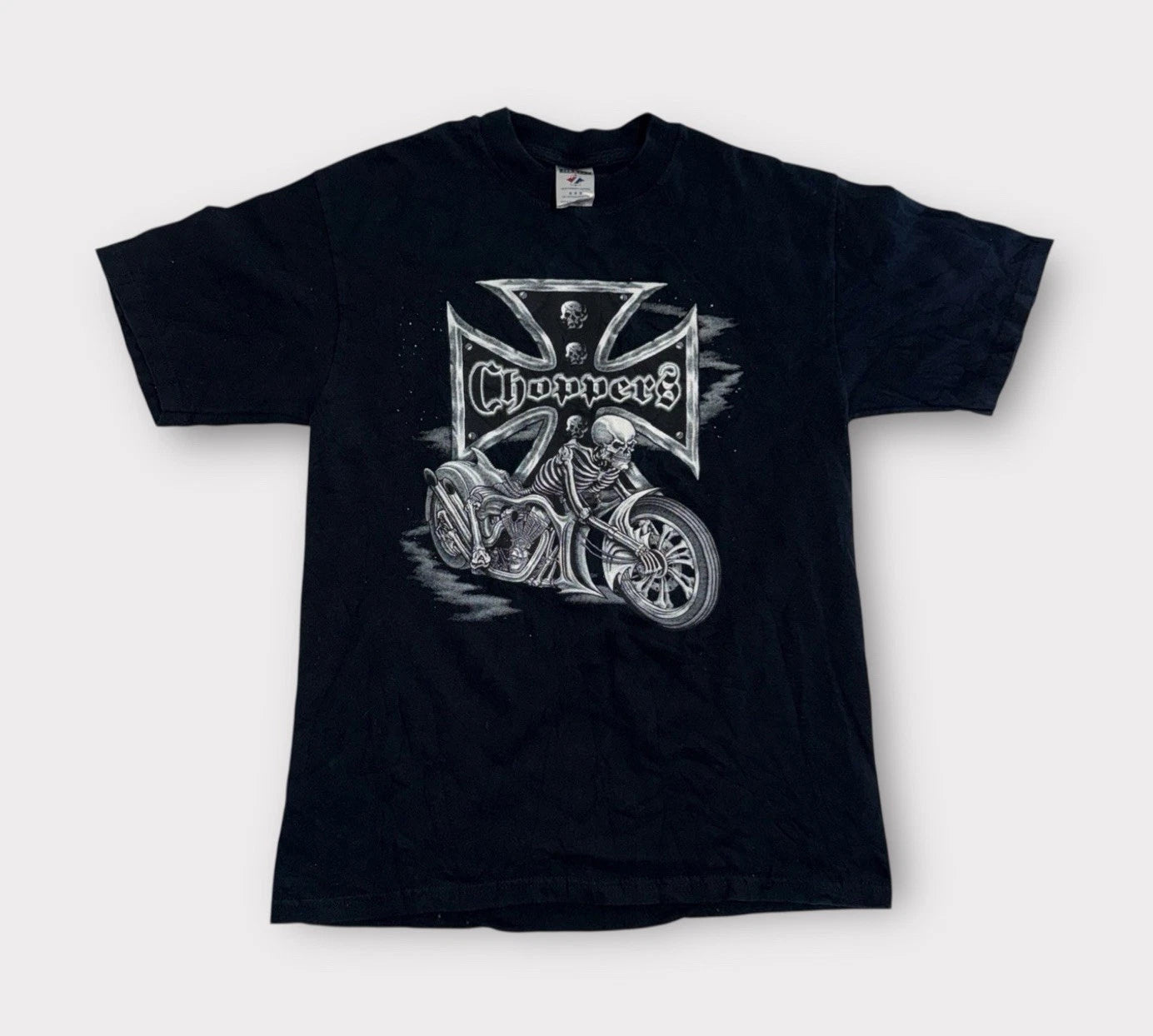 Vintage Skull Choppers T-Shirt Men’s Size M Black Short Sleeve Motorcycle Y2K