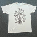 Jerzees Grounded Skeleton Flowers Shirt Sz XLT Mens Cream Boho Grunge Meditating