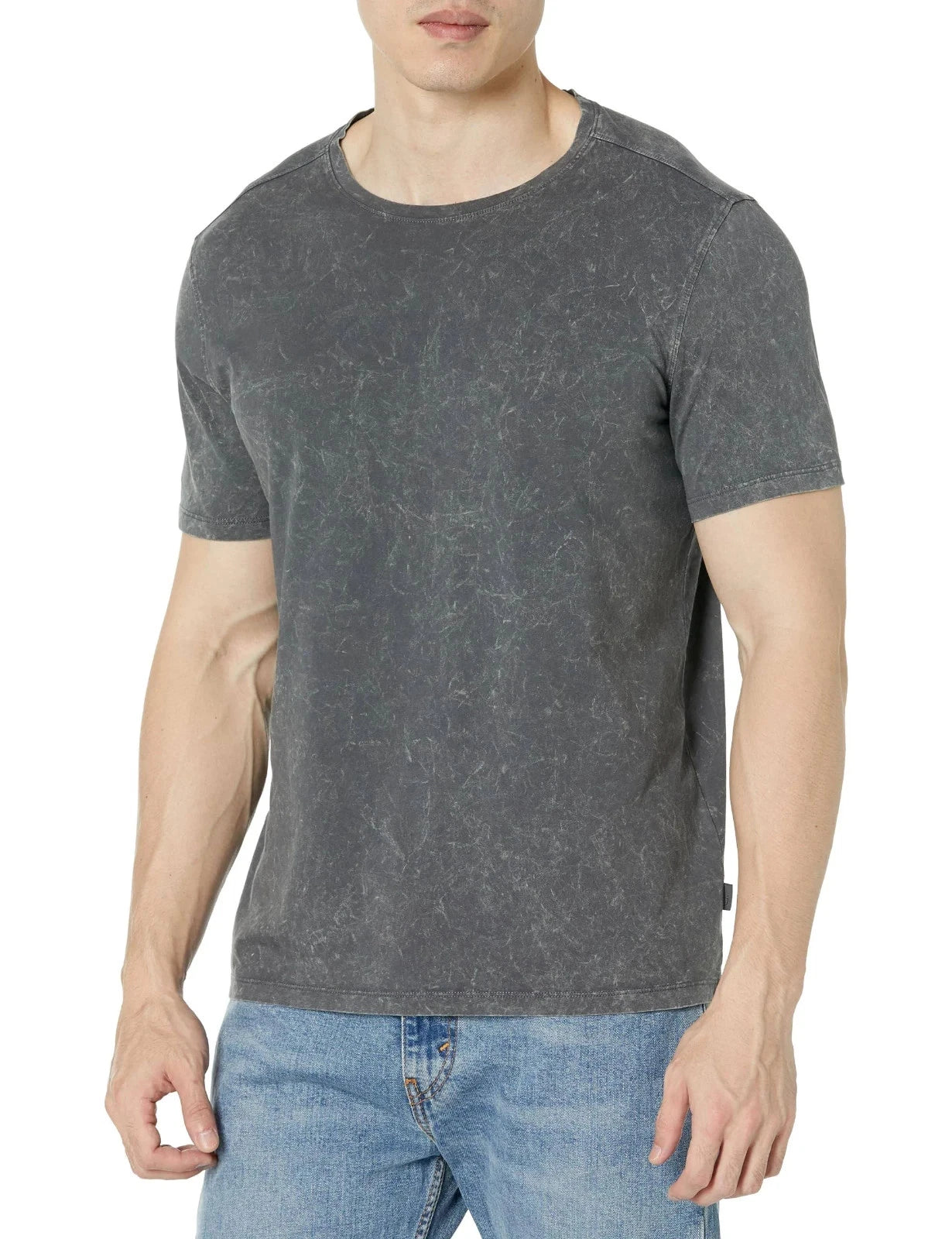 John Varvatos Enzo Crew T-shirt Mens Large Iron Grey Washed Marble Grunge NWT